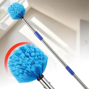 Cobweb Duster with Extension Pole - 4ft Spider Web Brush with Adjustable Pole,Non-Shedding Fluffy Bristles Cobweb Duster Head,Spider Web Cleaner Tool for Home,Ceiling,Outdoor Spiderweb Removal