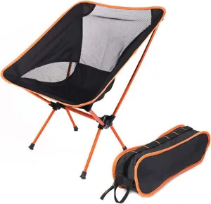 Compact Folding Chair with Easy to Carry Bag Ultra Lightweight Quick Setup Camping Chair for Beach Backpacking Travel Outdoor Hiking Camping BBQ Picnic Orange