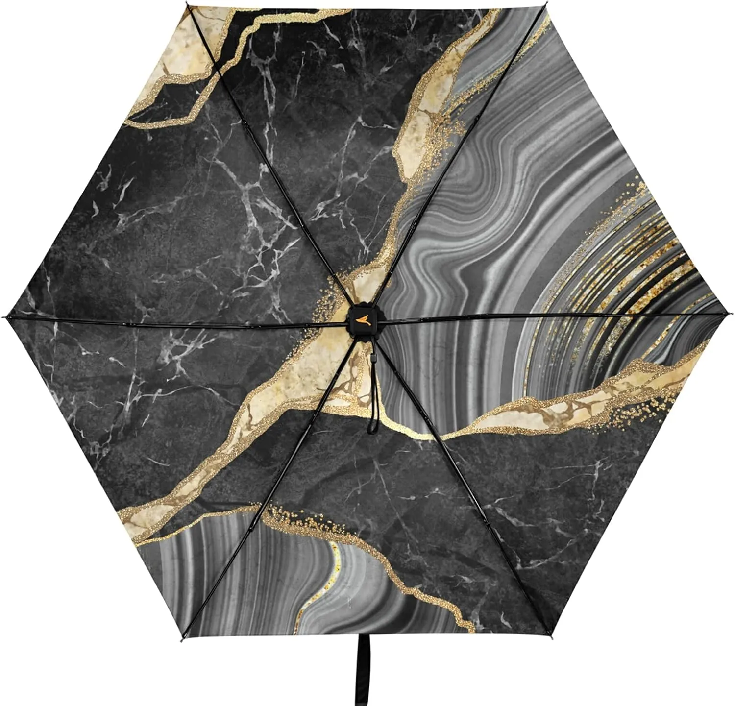 Compact Lightweight Folding Umbrella, Inner Print Sun Parasol with UV Protection, Strong Portable Travel Rain Umbrella