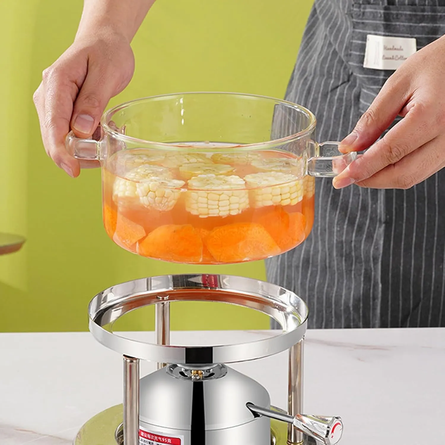 Compact Single - Person Glass Hot Pot with Inflatable Stove for Indoor and Outdoor Use(TP,Automatic)