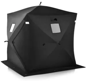 Compatible with 2-Person Ice Fishing Shelter Tent Portable Pop up House Outdoor Equipment Black Size : 58" X 58" X 66"