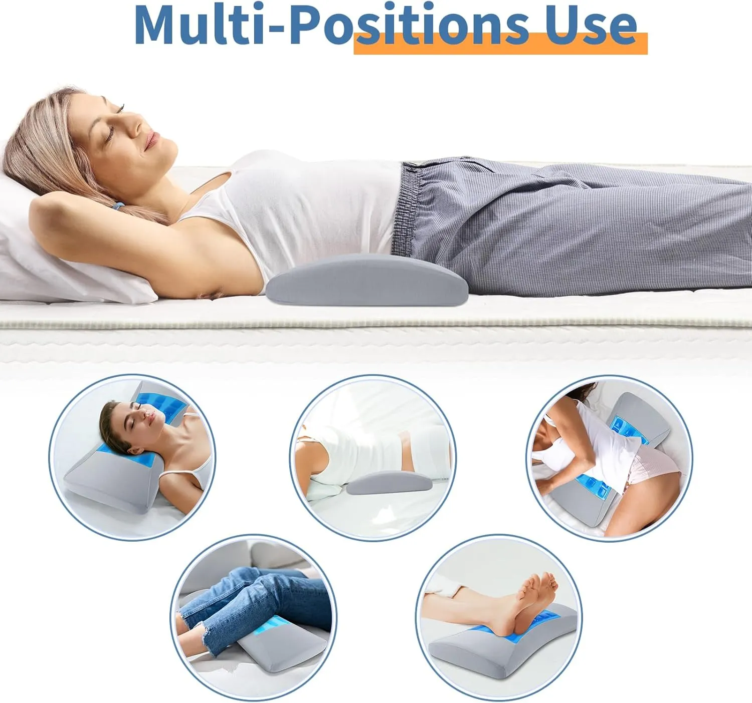 Cooling Lumbar Support Pillow for Bed Relief Lower Back Pain: Memory Foam Back Pillow for Sleeping - Gel Waist Wedge Pillow Side&Back and Stomach Sleepers - Lumbar Pillow for Office Chair/Couch/Car