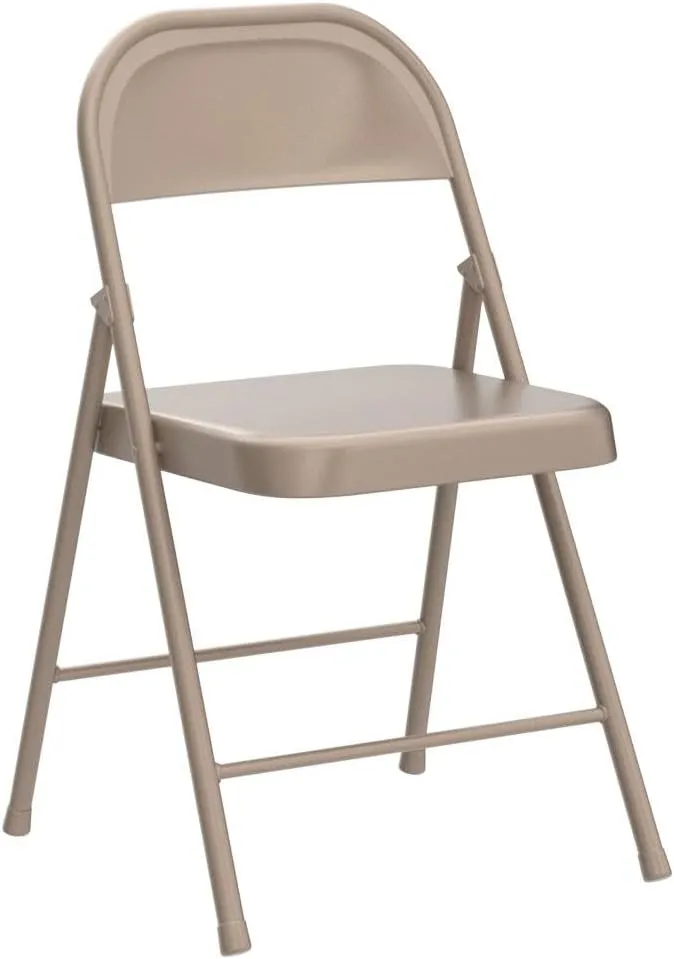 Cosco SmartFold All-Steel Folding Chair, 4-Pack, Antique Linen