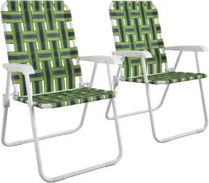 CoscoProducts Folding Lawn Chairs, 2-Pack, Blue and Green