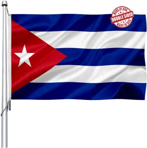 Cuban Flag 3x5 Outdoor Double Sided- Heavy Duty Cuba Flags for wall with 2 Brass Grommets 4 Rows Stitched Cuban Decorations for Parties