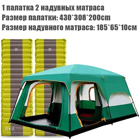 CUPCAMEL Outdoor Camping Large Family Tent with 2 Bedrooms, 1 Living Room, and Mosquito Control