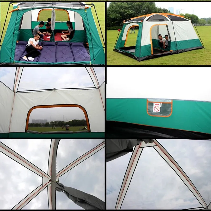 CUPCAMEL Outdoor Camping Large Family Tent with 2 Bedrooms, 1 Living Room, and Mosquito Control