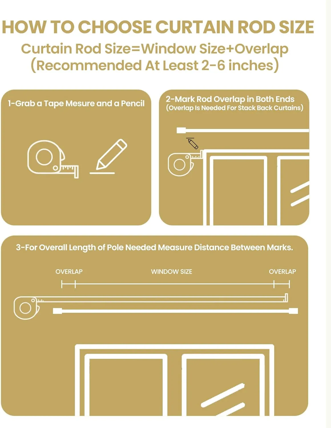 Curtain Rods for Windows 66 to 120 Inch, Gold Curtain Rod with 1 Inch Diameter, Adjustable Drapery Rods with Exquisite Finial for Living Room, Bedroom, Kitchen, Outdoor Patio, Gold