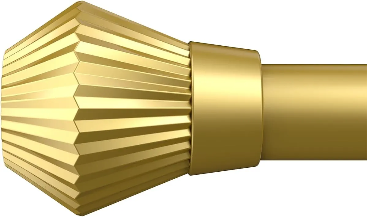 Curtain Rods for Windows 66 to 120 Inch, Gold Curtain Rod with 1 Inch Diameter, Adjustable Drapery Rods with Exquisite Finial for Living Room, Bedroom, Kitchen, Outdoor Patio, Gold