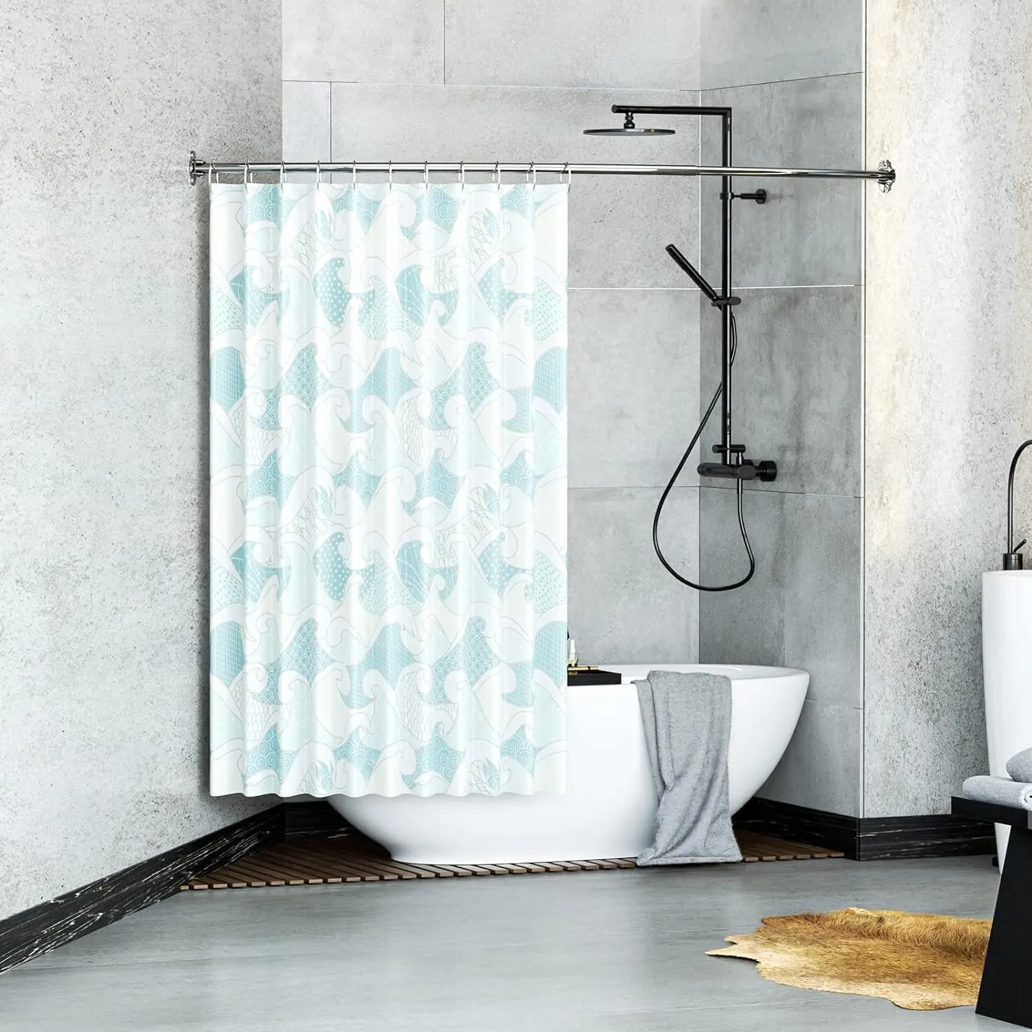 Curved Shower Curtain Rod, Adjustable 40-72 inches Extra Wide Curved Shower Rods for Bathroom, Rust proof Shower Rod, Stainless Steel Curved Curtain Rod for Shower, Bathtub, Brushed Nickel