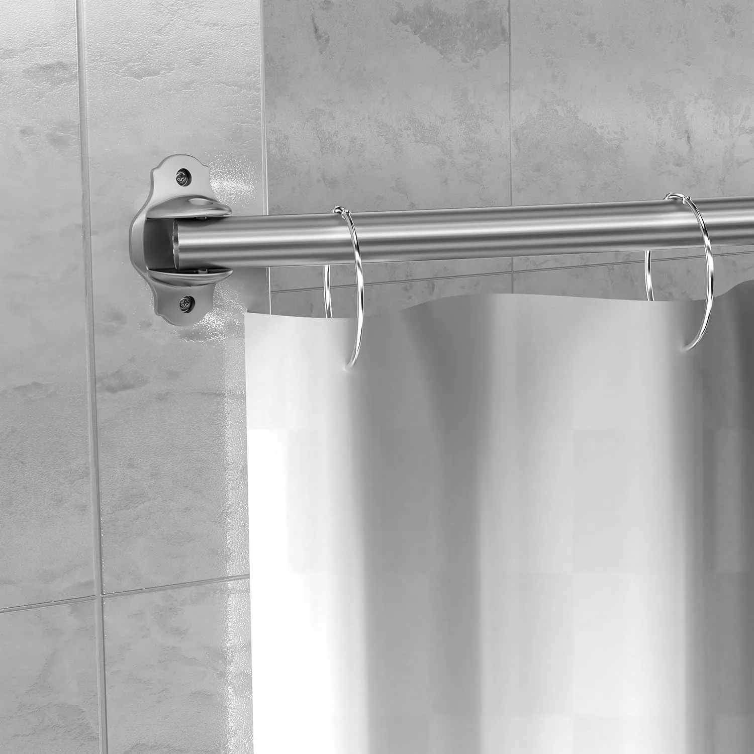Curved Shower Curtain Rod, Adjustable 40-72 inches Extra Wide Curved Shower Rods for Bathroom, Rust proof Shower Rod, Stainless Steel Curved Curtain Rod for Shower, Bathtub, Brushed Nickel