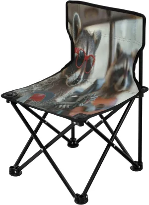 Cute Critter Portable Outdoor Folding Chair Anti-Slip Padded Oxford Cloth Stool Camping Chair Small for Beach Hiking Fishing Gardening Quad Camp Chair