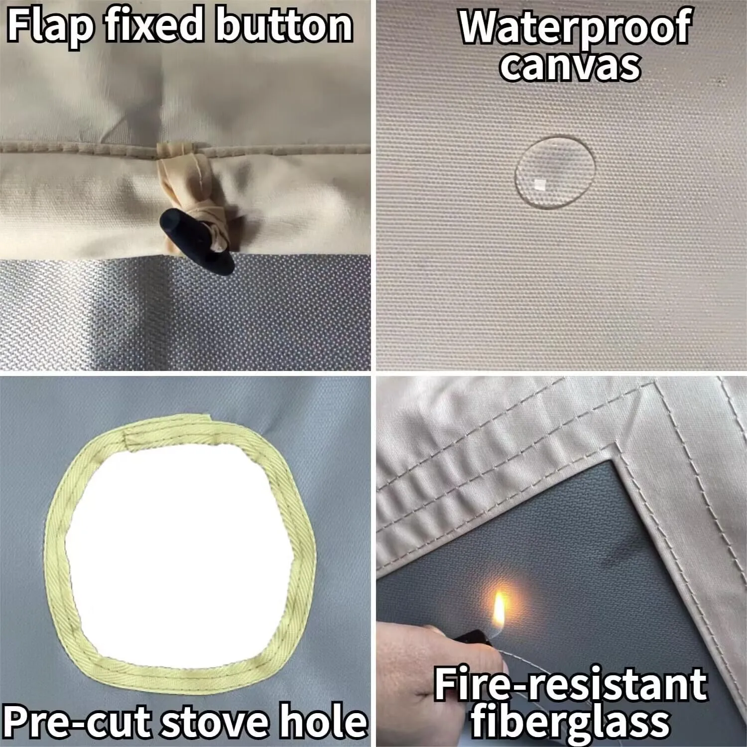 DANCHEL OUTDOOR Stove Jack Kit with Rain Flap Cover for Dia. 4''/5.85'', Fire Resistant Wood Stove Hole for Canvas Tent Hot Tent Chimney, Side Wall A/C 4 Season