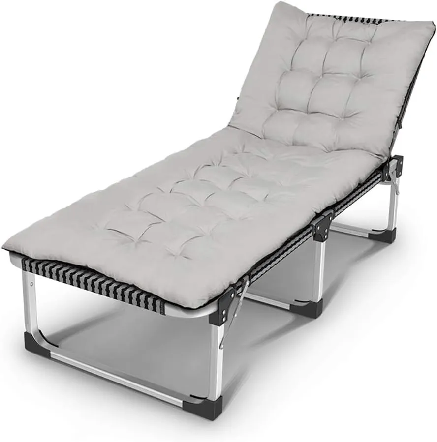 Deck Chair Lounge ChairFolding Bed Lunch Single Office Summer Nap Convenient Recliner Camp 128x63x35cm