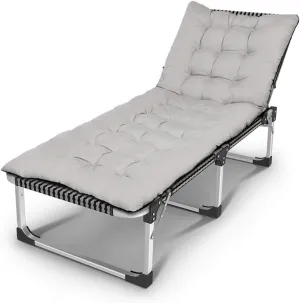 Deck Chair Lounge ChairFolding Bed Lunch Single Office Summer Nap Convenient Recliner Camp 128x63x35cm