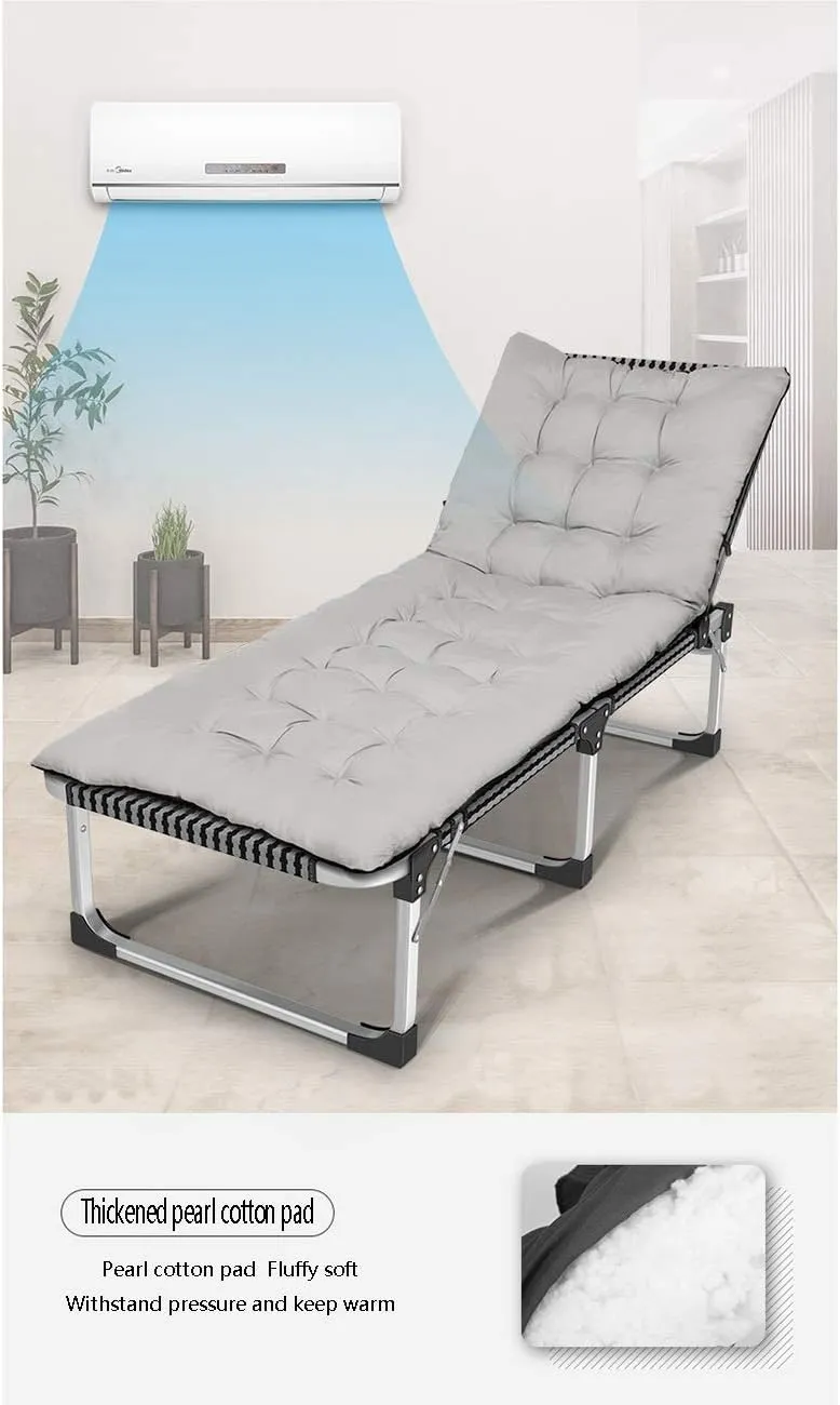 Deck Chair Lounge ChairFolding Bed Lunch Single Office Summer Nap Convenient Recliner Camp 128x63x35cm