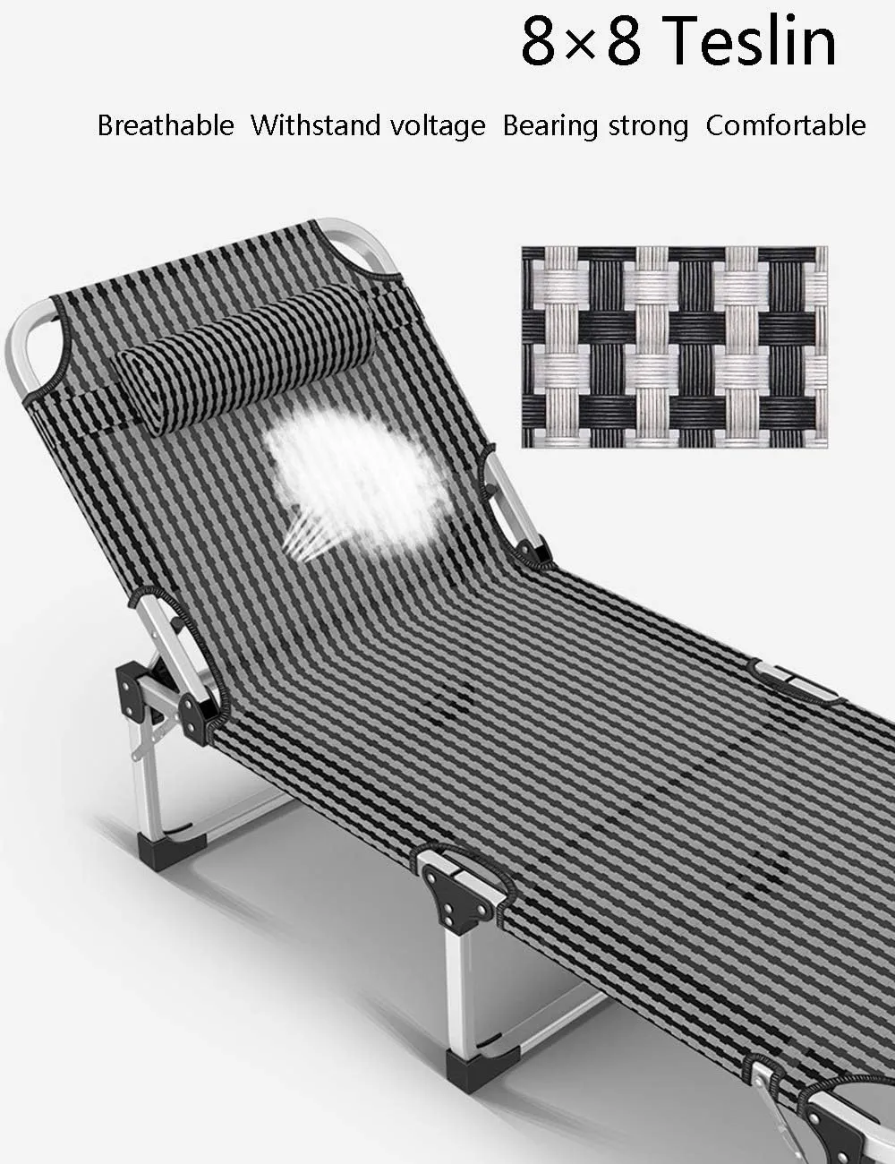 Deck Chair Lounge ChairFolding Bed Lunch Single Office Summer Nap Convenient Recliner Camp 128x63x35cm