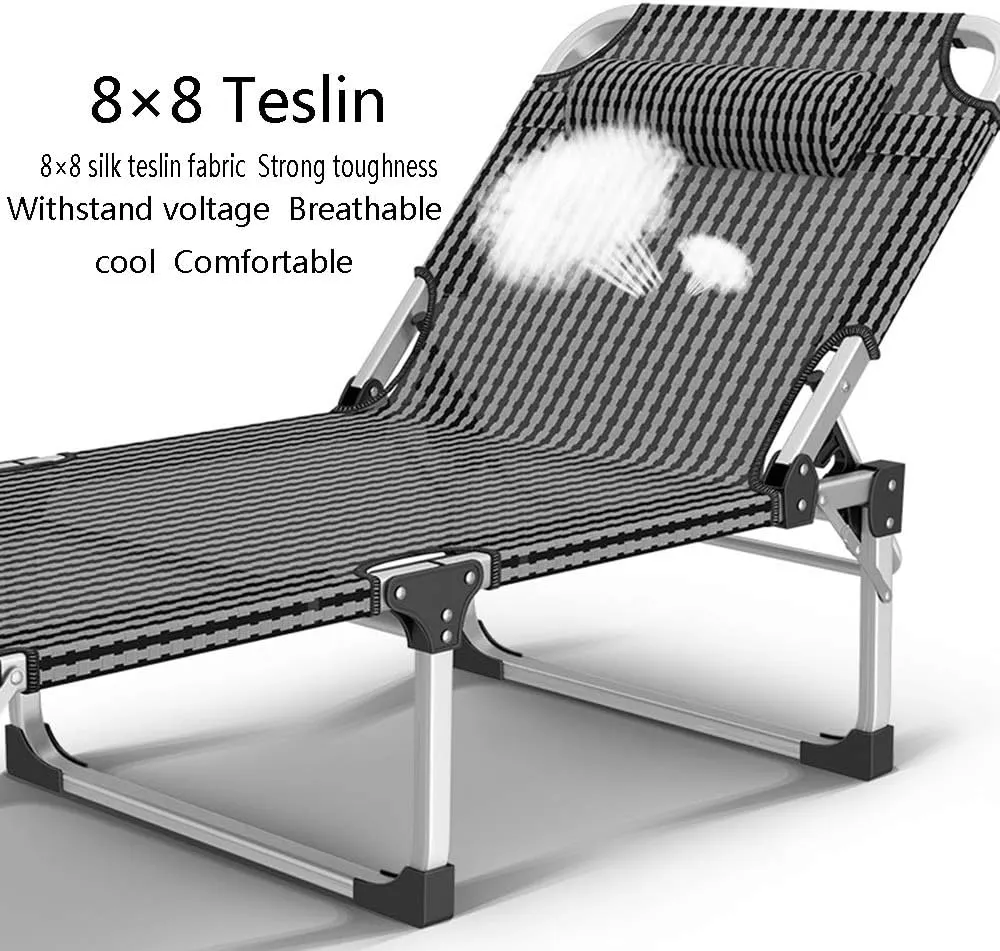 Deck Chair Lounge ChairFolding Bed Lunch Single Office Summer Nap Convenient Recliner Camp 128x63x35cm