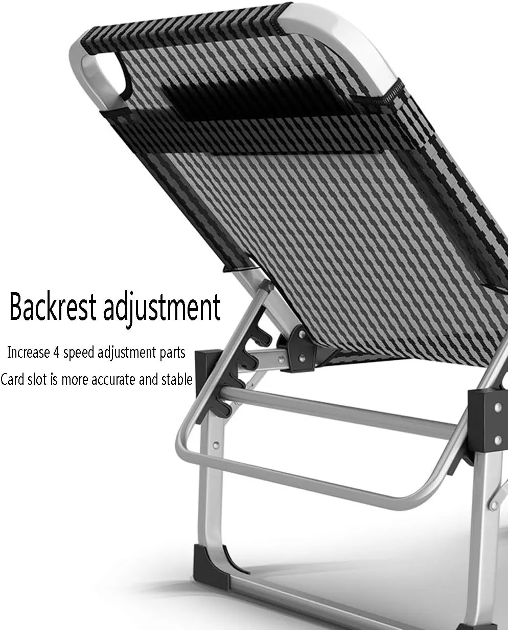 Deck Chair Lounge ChairFolding Bed Lunch Single Office Summer Nap Convenient Recliner Camp 128x63x35cm