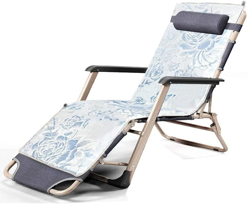 Deck Chair Recliners Folding Recliner Portable Reclining Sun Lounger Outdoor Camping Chair-Grey Pearl Pad-Gray