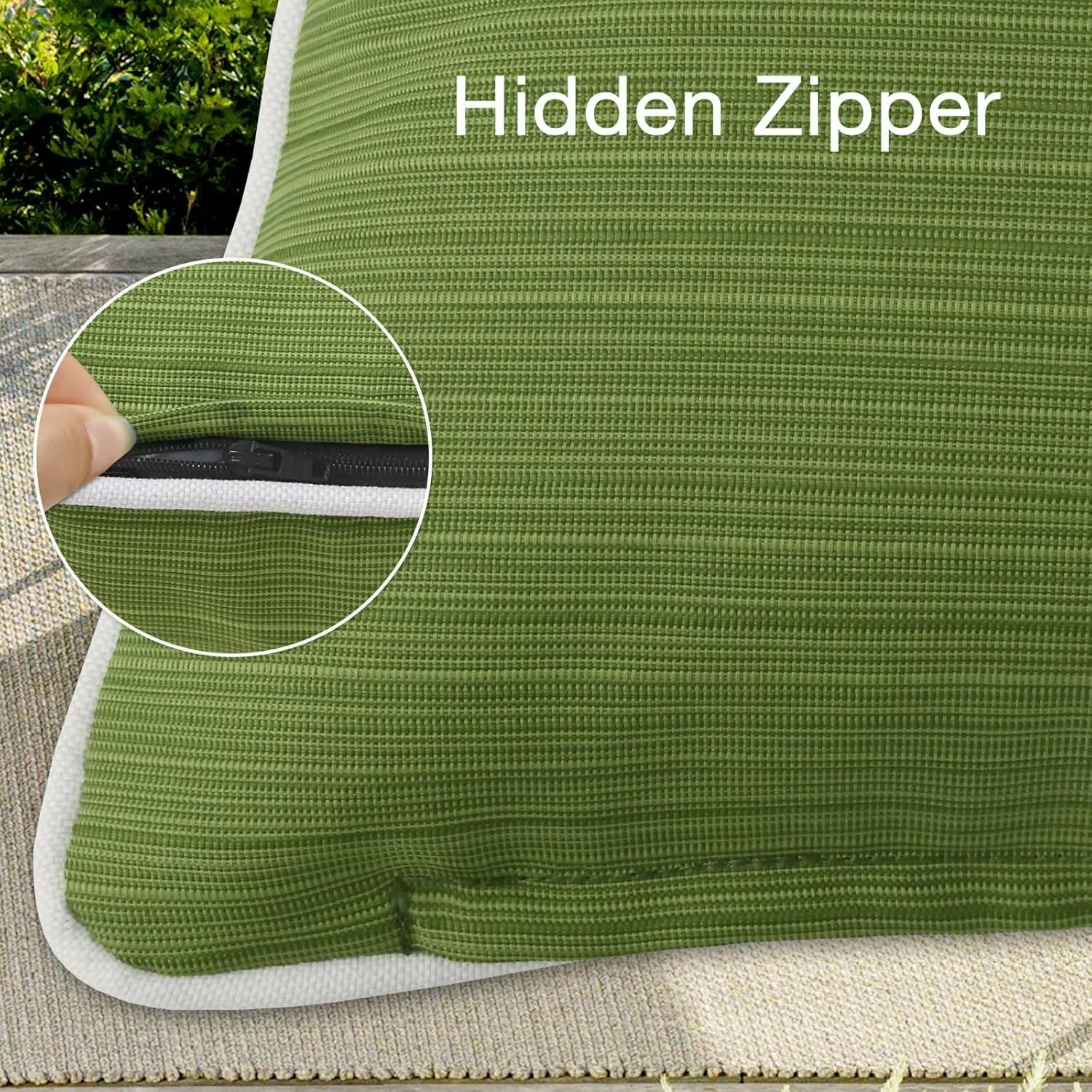 Decorative Outdoor Waterproof Throw Pillows with Inserts, Set of 4, 20" x12" Pillows for Patio, Backyard, Bed, Couch, and Patio Furniture, Lawn Green