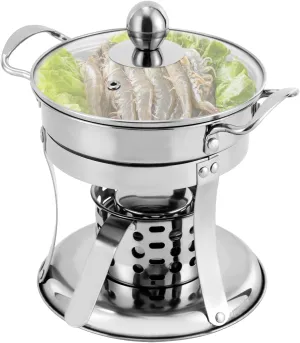 Detachable Camping Stove with Polish-Finished Pots - Compact Alcohol Burner Kit for Hiking/Cooking (Includes 2 Pots, Spoons & Windbreak Accessories)