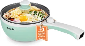 Dezin Hot Pot Electric Upgraded, Non-Stick Sauté Pan, Rapid Noodles Electric Pot, 1.5L Mini Portable Hot Pot for Steak, Egg, Fried Rice, Ramen, Oatmeal, Soup with Power Adjustment