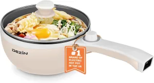 Dezin Hot Pot Electric Upgraded, Non-Stick Sauté Pan, Rapid Noodles Electric Pot, 1.5L Mini Portable Hot Pot for Steak, Egg, Fried Rice, Ramen, Oatmeal, Soup with Power Adjustment