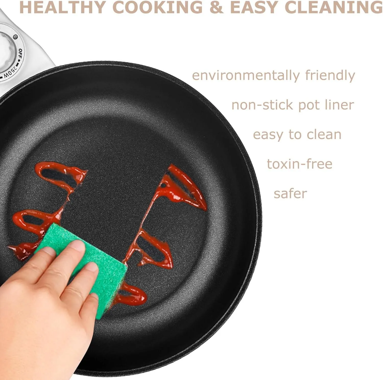 Dezin Hot Pot Electric Upgraded, Non-Stick Sauté Pan, Rapid Noodles Electric Pot, 1.5L Mini Portable Hot Pot for Steak, Egg, Fried Rice, Ramen, Oatmeal, Soup with Power Adjustment