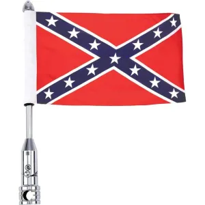 Diamond Plate Motorcycle Flagpole Mount And Rebel Flag