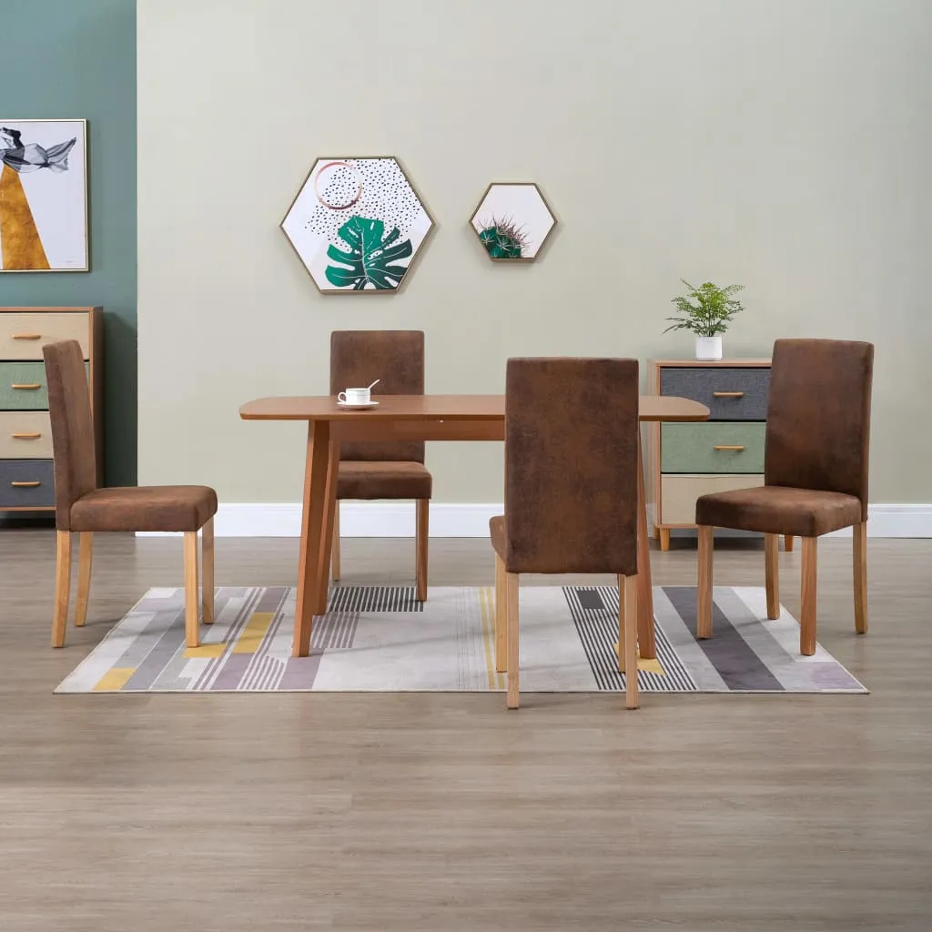 Dining Chairs 2 pcs Brown Faux Suede Leather