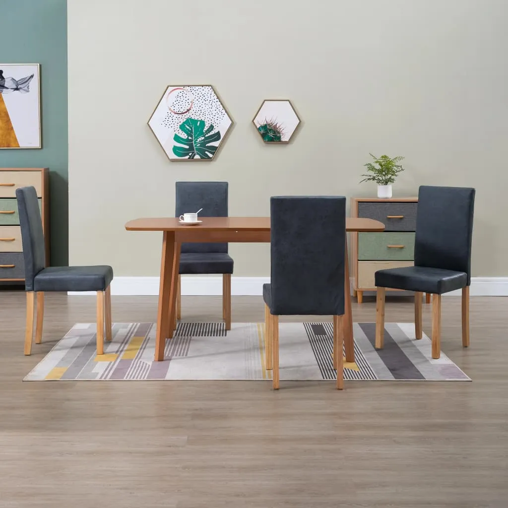 Dining Chairs 2 pcs Brown Faux Suede Leather