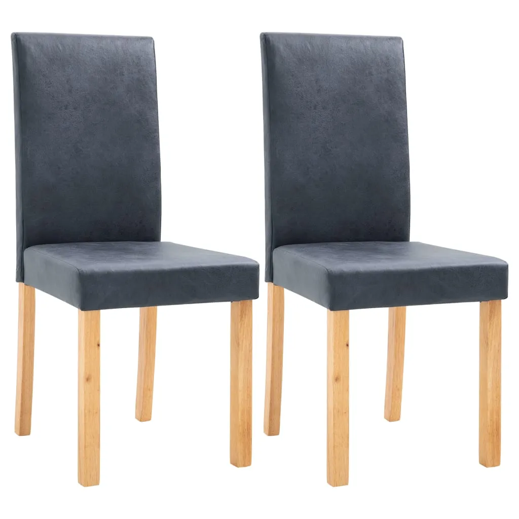 Dining Chairs 2 pcs Brown Faux Suede Leather