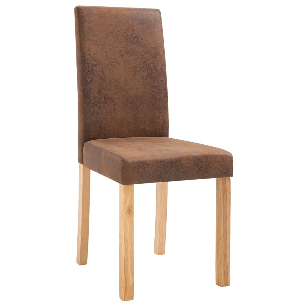 Dining Chairs 2 pcs Brown Faux Suede Leather