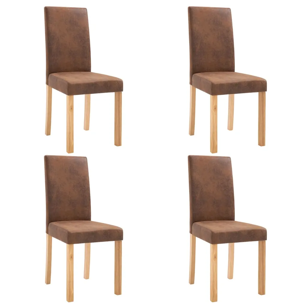 Dining Chairs 2 pcs Brown Faux Suede Leather