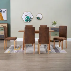 Dining Chairs 2 pcs Brown Faux Suede Leather