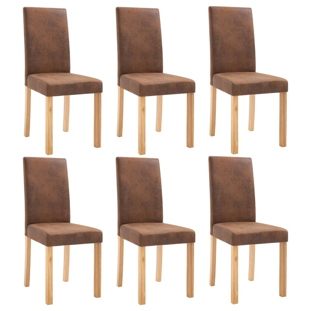 Dining Chairs 2 pcs Brown Faux Suede Leather