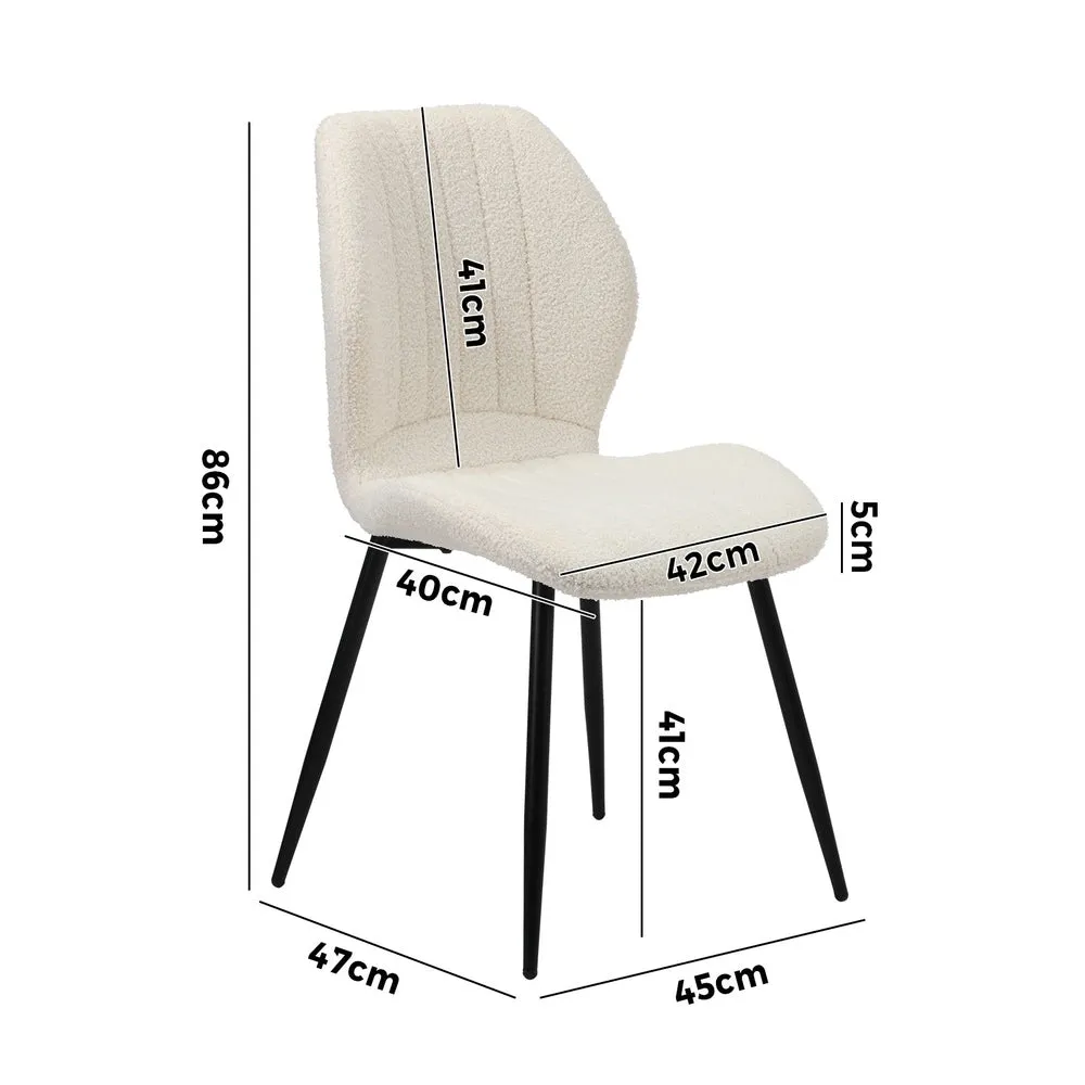 Dining Chairs Padded Seat Armless Boucle White