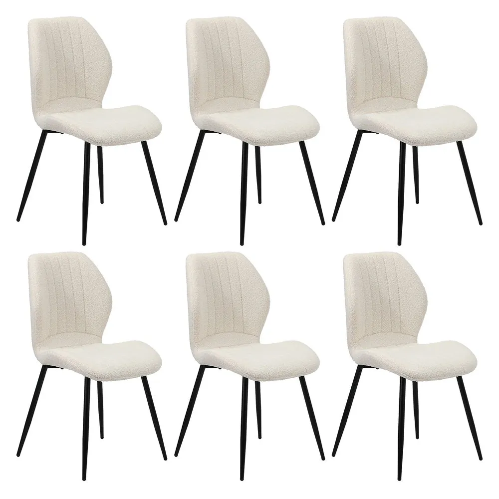 Dining Chairs Padded Seat Armless Boucle White