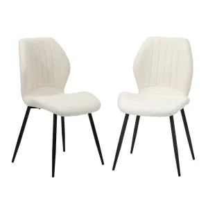 Dining Chairs Padded Seat Armless Boucle White
