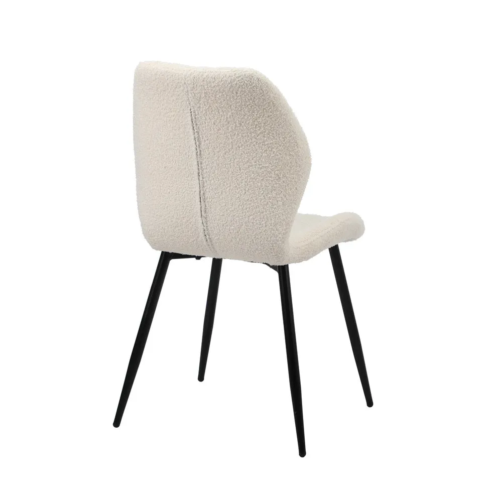 Dining Chairs Padded Seat Armless Boucle White