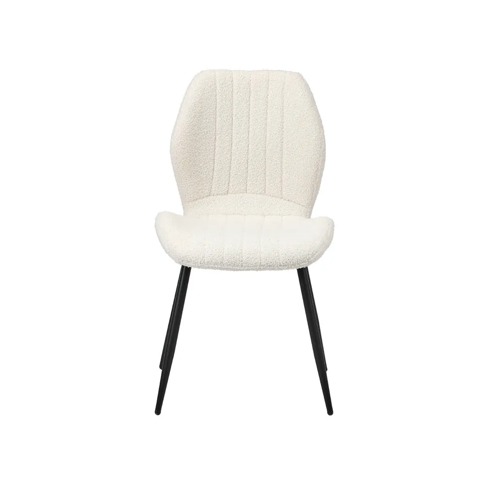 Dining Chairs Padded Seat Armless Boucle White