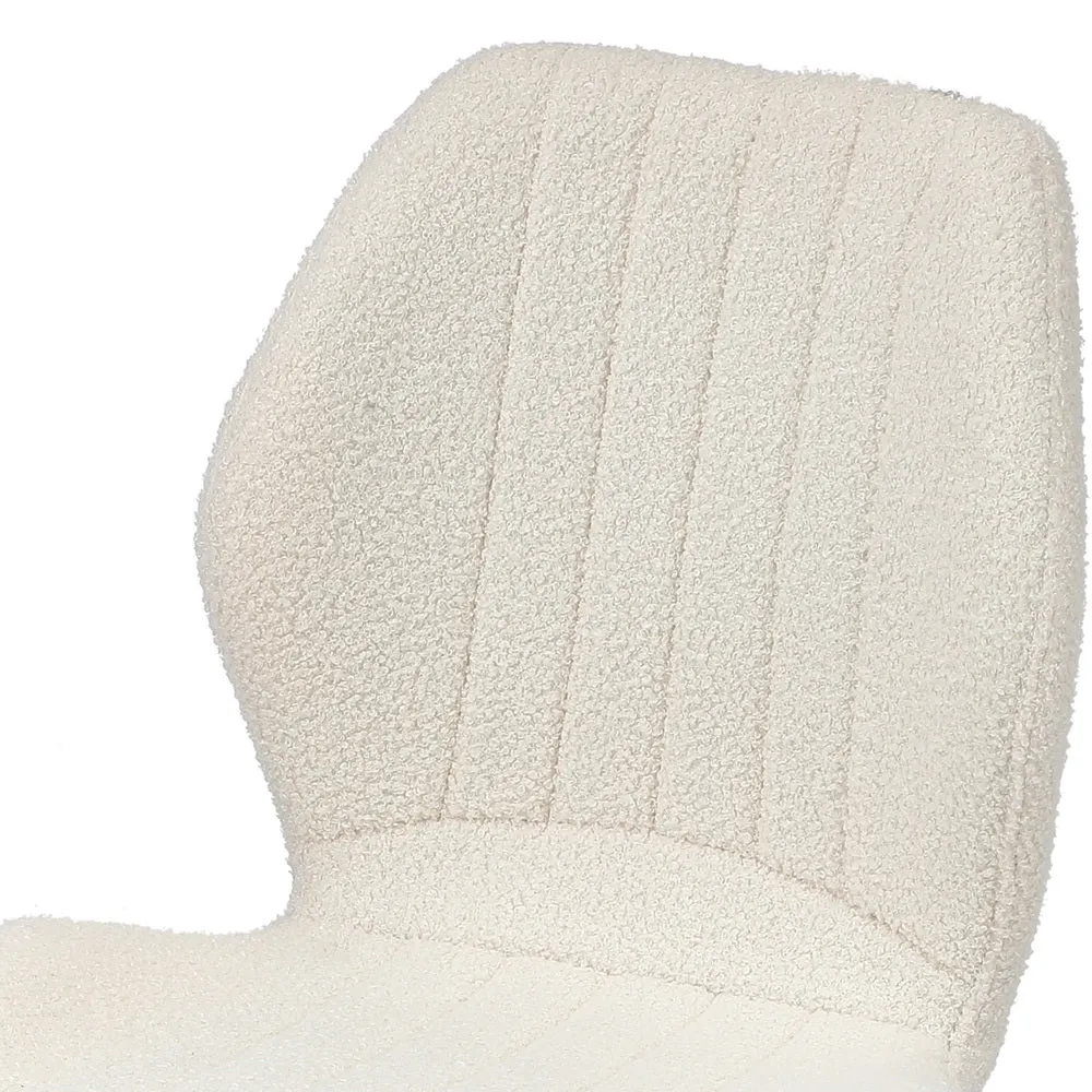 Dining Chairs Padded Seat Armless Boucle White