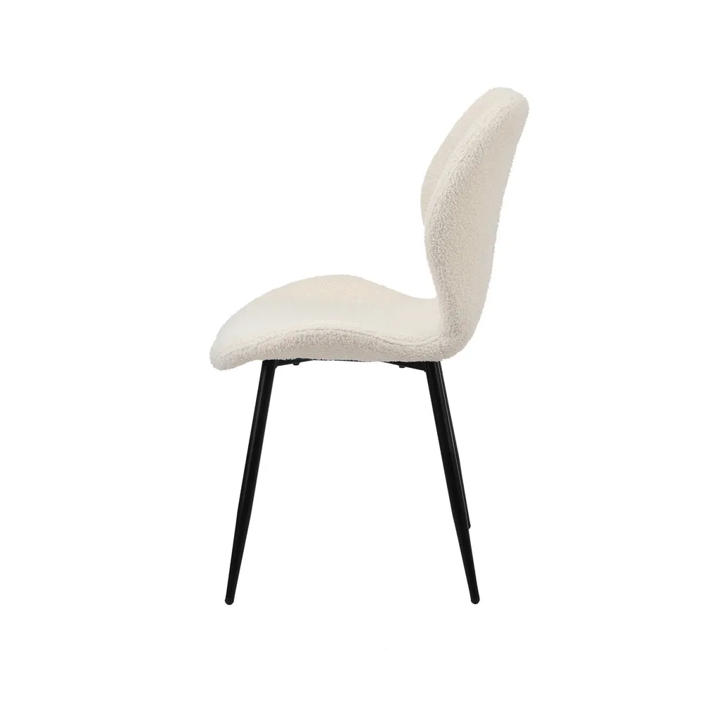 Dining Chairs Padded Seat Armless Boucle White