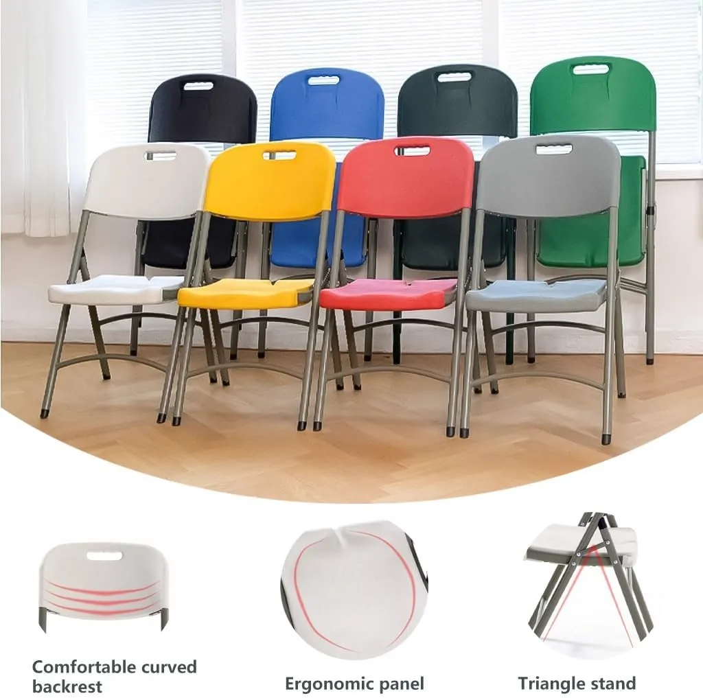 Dining Folding Chair Office Chairs Camping Office Chair with Metal Frame,Foldable Dining Chairs Desk Chair Thick Metal Chairs for Foldable Home, Office, Dining, Reception(Green-1)