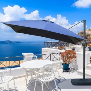 Domi 10’x10’ Cantilever Patio Umbrella, Aluminum Windproof Outdoor Umbrella with 360°Rotation, Square Offset Sun Shade Umbrella for Outside Deck Backyard Garden Pool, Navy Blue