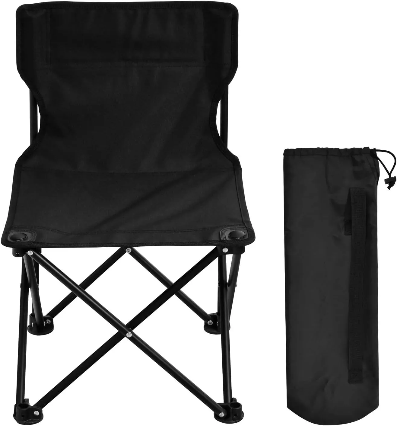 DOMIKING Black Kids' Portable Camping Chairs for Outdoor Lawn Chair with Carry Bag Folding Chair for Camping Hiking Travel