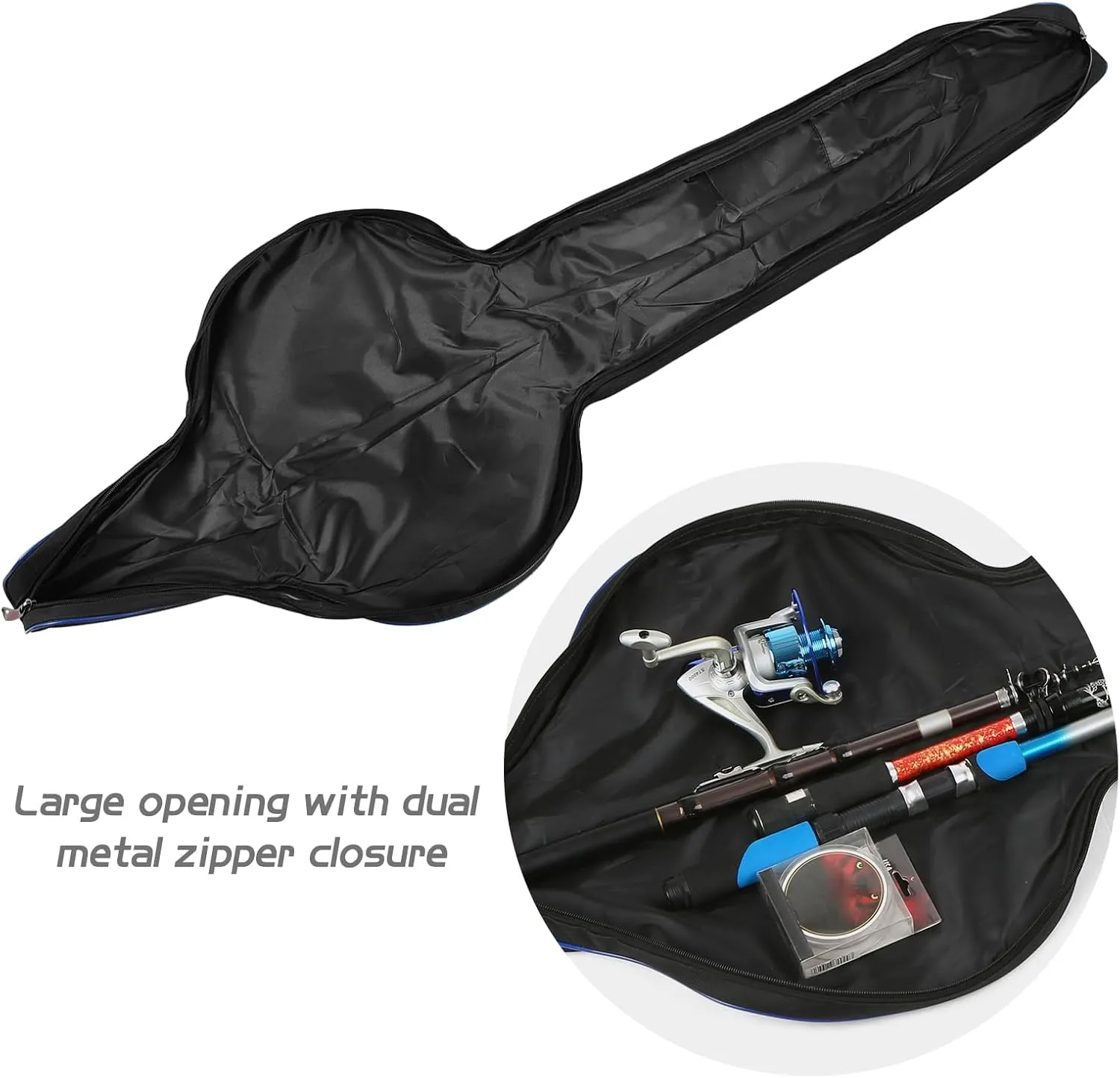 doorslay Fishing Rod Bag, 63 Inch Fishing Rod and Reel Protective Case, Portable Folding Fishing Pole Case, Fishing Tackle Storage Bags Carry Organizer Outdoor Waterproof for Fishing