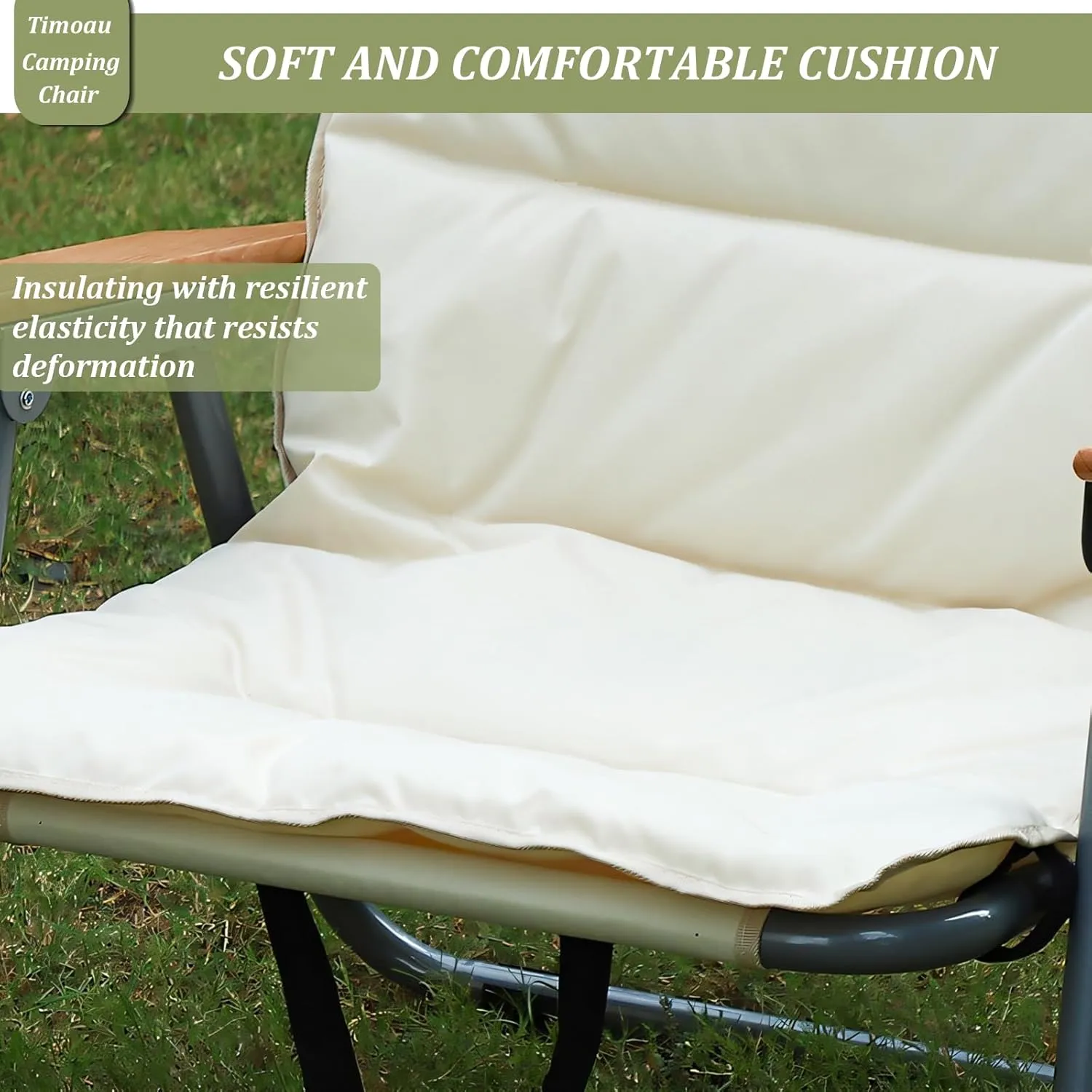 Double Oversized Loveseat Camping Chair with Seat Cushion for 2 Persons, Heavy Duty for Outdoor Travel Hiking Patio Beach, White