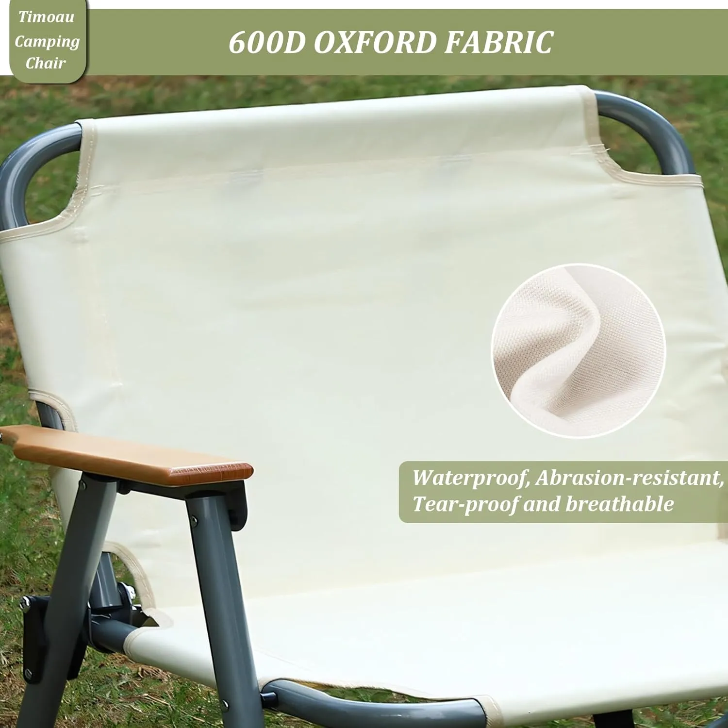 Double Oversized Loveseat Camping Chair with Seat Cushion for 2 Persons, Heavy Duty for Outdoor Travel Hiking Patio Beach, White
